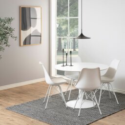 Rackhams Ibiza Round Dining Table with White Top and White Base - White - No - White - thumbnail 3