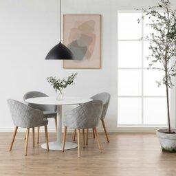 Rackhams Ibiza Round Dining Table with White Top and White Base - White - No - White - thumbnail 2