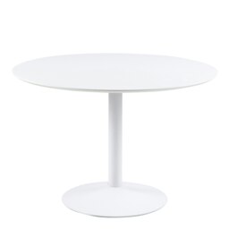 Rackhams Ibiza Round Dining Table with White Top and White Base - White - No - White - thumbnail 1