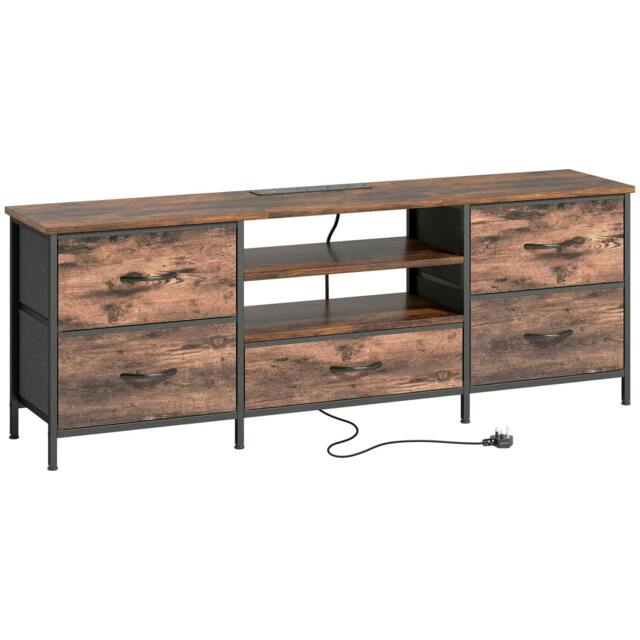 Rackhams Multi-Storage Industrial TV Stand - Brown/Grey/Black
