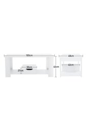 Rackhams Coffee Table with Storage Small Tea Table Desk Wooden Living Room Furniture - White - thumbnail 6