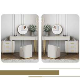 Rackhams Duran Dressing Table With LED Mirror, Cream - Option 2 With 50cm Chest of Drawers - With Stool - thumbnail 6