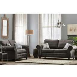 Rackhams Oakland Chesterfield Leather Sofa Suite 3 + 2 - Charcoal Grey - thumbnail 5