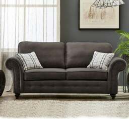 Rackhams Oakland Chesterfield Leather Sofa Suite 3 + 2 - Charcoal Grey - thumbnail 3