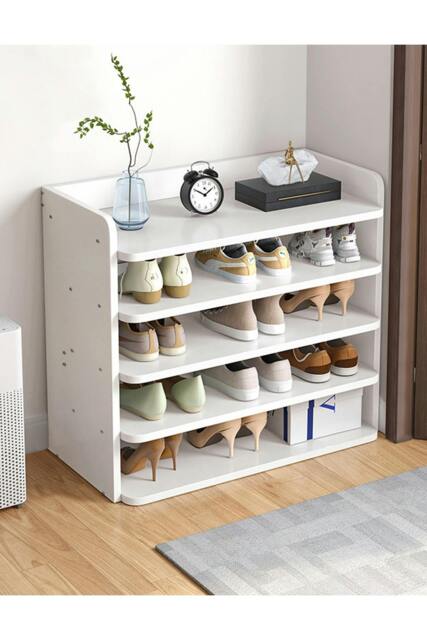 Rackhams 5-Tier Shoe Rack Wooden Shoe Cabinet for Entryway - White - One Size - image 1