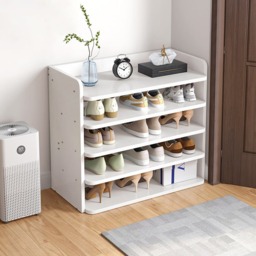 Rackhams 5-Tier Shoe Rack Wooden Shoe Cabinet for Entryway - White - One Size - thumbnail 2