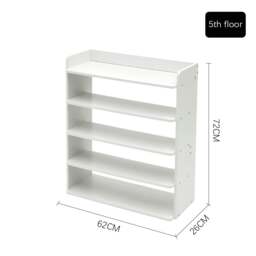 Rackhams 5-Tier Shoe Rack Wooden Shoe Cabinet for Entryway - White - One Size - thumbnail 5