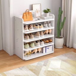 Rackhams 5-Tier Shoe Rack Wooden Shoe Cabinet for Entryway - White - One Size - thumbnail 3