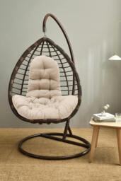 Rackhams Hanging Egg Chair Thick Cushion Swing Chair Pad - Camel - One Size - thumbnail 6