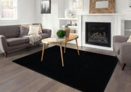 Rackhams Polyester Shaggy Rug - Black - 60cm x 110cm (2ft x 3.5ft) - thumbnail 1