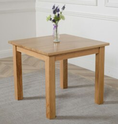 Rackhams Oslo Minimalist Solid Oak Dining Table - 90cm - Brown - Matte Laquer - 1 - thumbnail 3
