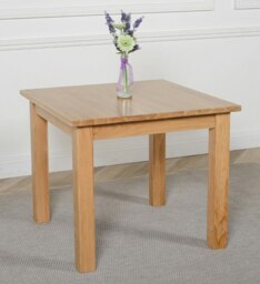 Rackhams Oslo Minimalist Solid Oak Dining Table - 90cm - Brown - Matte Laquer - 1