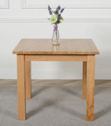 Rackhams Oslo Minimalist Solid Oak Dining Table - 90cm - Brown - Matte Laquer - 1 - thumbnail 2