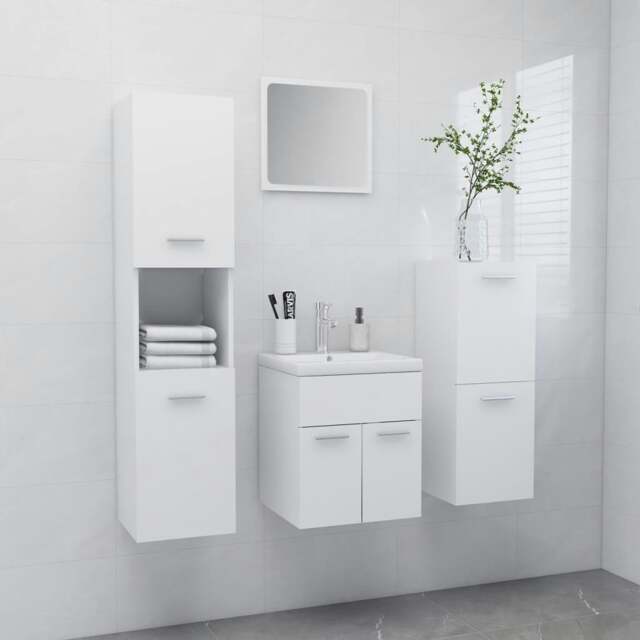 Rackhams Bathroom Furniture Set White Engineered Wood