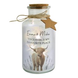Rackhams Personalised Highland Cow LED Light Up Jar - thumbnail 1