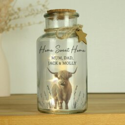 Rackhams Personalised Highland Cow LED Light Up Jar - thumbnail 2