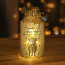 Rackhams Personalised Highland Cow LED Light Up Jar - thumbnail 4