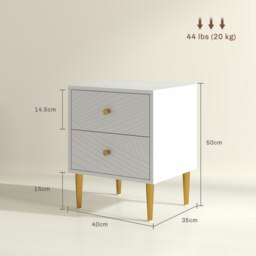 Rackhams Modern Bedside Table with Drawer, Side Table with Metal Legs, White - White - thumbnail 5