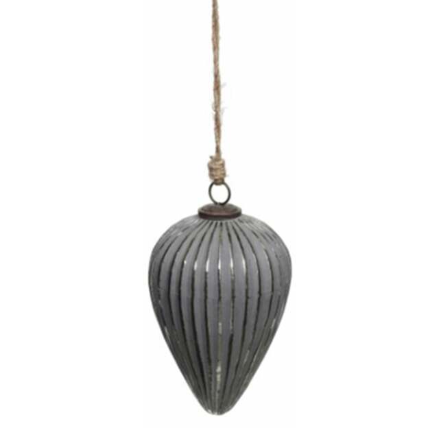 Rackhams Metallic Cone Bauble - Silver Grey - Silver Grey - 15cm x 9cm x 9cm - 100% Mixed