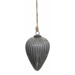 Rackhams Metallic Cone Bauble - Silver Grey - Silver Grey - 15cm x 9cm x 9cm - 100% Mixed