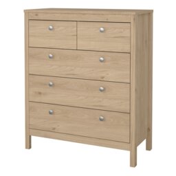 Rackhams Madrid Chest 3+2 Drawers in Jackson Hickory Oak - Oak - Matt - Melamine - thumbnail 3