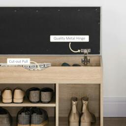 Rackhams Shoes Cabinet Bench Hidden Storage Padded Seat Organiser Footwear Rack Hallway Oak Tone - thumbnail 6