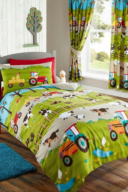 Rackhams Farm Yard Duvet Cover Set - Green - Single