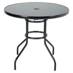 Rackhams Patio Garden Dining Table with Umbrella Hole Glass Garden Table - Dia 80 x H 72 cm - thumbnail 3