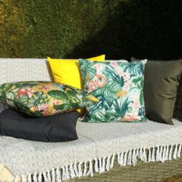 Rackhams Medinilla Square Outdoor Cushion Cover - Mustard Yellow - One Size - Mustard Yellow - 100% Polyester - thumbnail 3