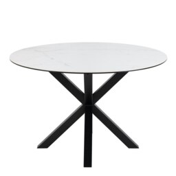 Rackhams Heaven Dining Table with Ceramic White Top - Black - No - White - thumbnail 2