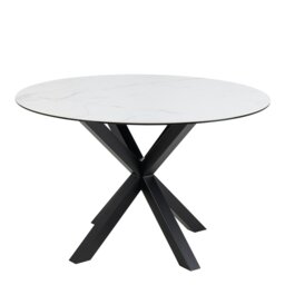 Rackhams Heaven Dining Table with Ceramic White Top - Black - No - White