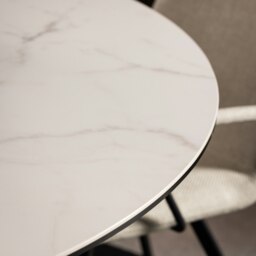 Rackhams Heaven Dining Table with Ceramic White Top - Black - No - White - thumbnail 4