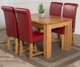Rackhams Dakota Small Oak Dining Table with Washington Leather Chairs - 6 chairs - Brown - thumbnail 2