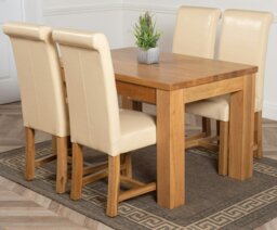 Rackhams Dakota Small Oak Dining Table with Washington Leather Chairs - 6 chairs - Brown - thumbnail 5