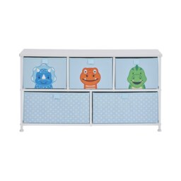 Rackhams Kids Dinosaur 5 Drawer Storage Chest - Blue/White - thumbnail 3