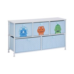 Rackhams Kids Dinosaur 5 Drawer Storage Chest - Blue/White - thumbnail 2