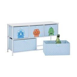 Rackhams Kids Dinosaur 5 Drawer Storage Chest - Blue/White - thumbnail 4