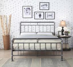 Rackhams Cilcain Double 4ft 6 Black/Silver Metal Bed Frame - 4ft 6 - Steel - Black/Silver - thumbnail 2