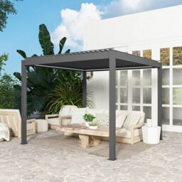 Rackhams 3 x 3(m) Electric Louvered Pergola Aluminium Pergola w/ LED Light - thumbnail 3