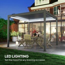 Rackhams 3 x 3(m) Electric Louvered Pergola Aluminium Pergola w/ LED Light - thumbnail 5