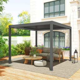 Rackhams 3 x 3(m) Electric Louvered Pergola Aluminium Pergola w/ LED Light - thumbnail 2