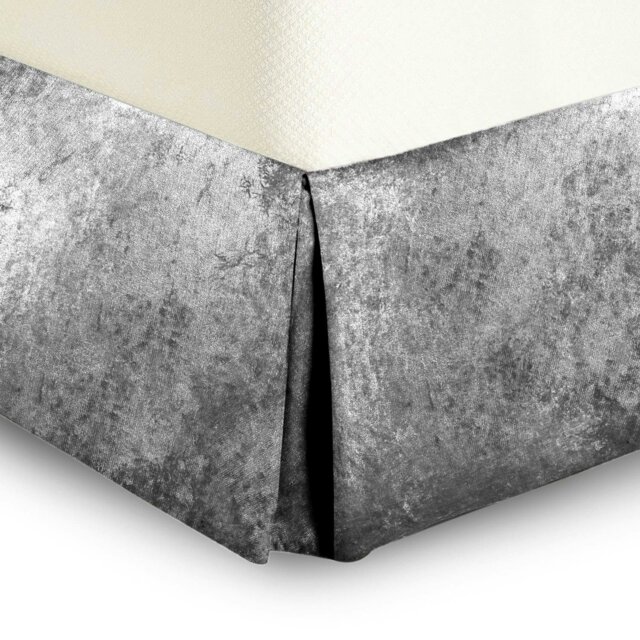 Rackhams Crushed Velvet Platform Valance Sheet - Silver - Super King - image 1