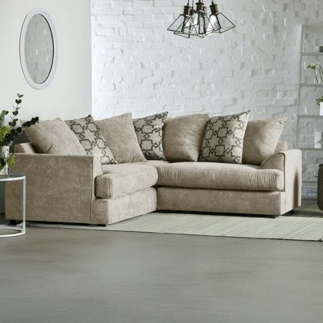Rackhams Graceland Fabric 5 Seater Corner Sofa - Stone - image 1