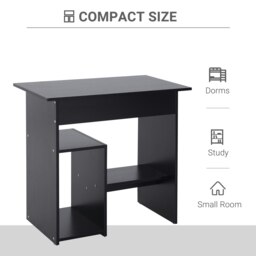 Rackhams Compact Small Computer Table Wooden Desk Keyboard Tray Storage - Black - thumbnail 5