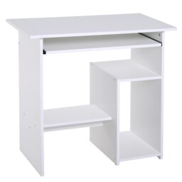 Rackhams Compact Small Computer Table Wooden Desk Keyboard Tray Storage - Black - thumbnail 6