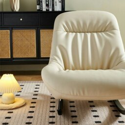 Rackhams Lutz Rocking Chair With Footstool, Leather - Mocha - thumbnail 3