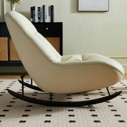 Rackhams Lutz Rocking Chair With Footstool, Leather - Mocha - thumbnail 4