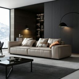Rackhams Zora Two Seater Sofa, Real Leather, Beige - Two Seater 166cm - thumbnail 1