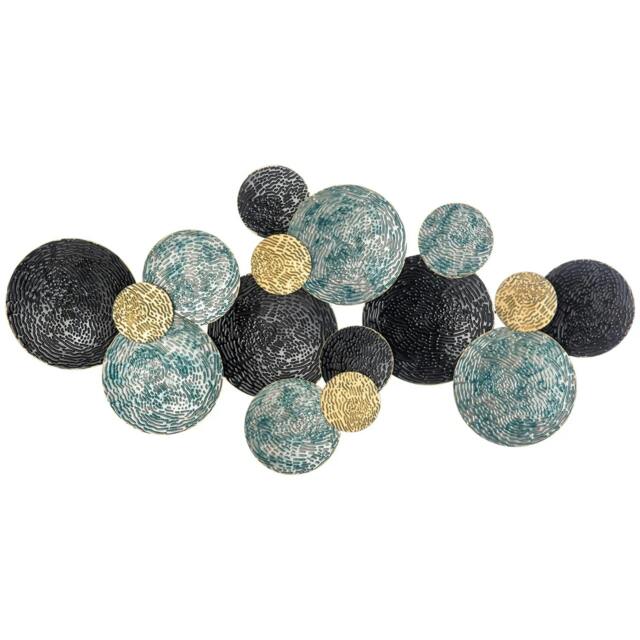Rackhams 3D Metal Wall Art Modern Circle Hanging Wall Sculptures Home Decor for Living Room Bedroom Dining Room, Blue Black Gold - image 1
