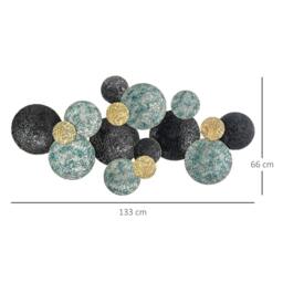 Rackhams 3D Metal Wall Art Modern Circle Hanging Wall Sculptures Home Decor for Living Room Bedroom Dining Room, Blue Black Gold - thumbnail 3